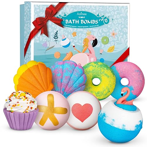 Bath Bombs - 8 Organic Bath Bombs for Women Gifts Set, Fizzy Bubble Bath Bombs for Kids & Girls, Mothers Day Gifts, Christmas Gifts, Birthday Valentines Day Gifts for Her Secret Santa Gifts for Women - Flamingo Bath Set