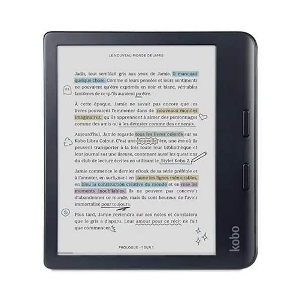 Kobo Libra Colour | eReader | 7” Glare-Free Colour E Ink Kaleido™ 3 Display | Dark Mode Option | Audiobooks | Waterproof | Black - Black