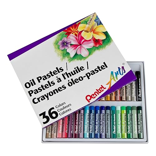Pentel Arts Oil Pastel Set, 5/16 x 2-7/16 Inch, Assorted Colors, Set of 36 - 1 Count (Pack of 36)