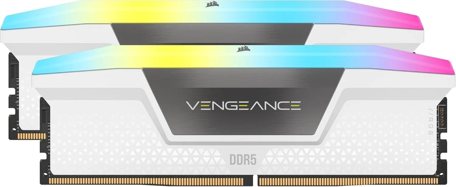 CORSAIR VENGEANCE RGB DDR5 64GB (2x32GB) DDR5 5600MHz CL40 AMD EXPO Intel XMP iCUE Compatible Computer Memory – Grey (CMH64GX5M2B5600Z40K) - 64GB (2 x 32GB)