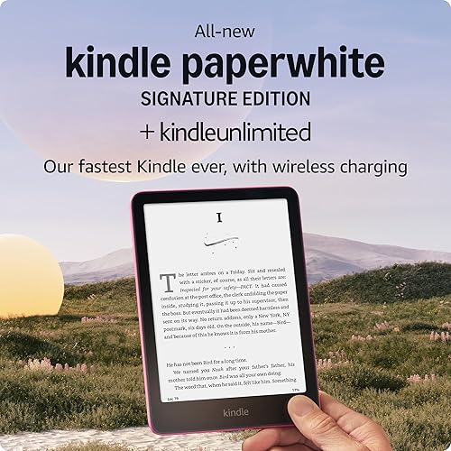 All-new Amazon Kindle Paperwhite Signature Edition (32 GB) – Our fastest Kindle with an auto-adjusting front light, wireless charging, and weeks of battery life – Metallic Raspberry + 3 Months Free Kindle Unlimited (with auto-renewal) - Metallic Raspberry - With 3 months free Kindle Unlimited