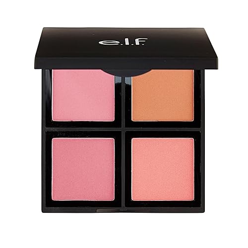 e.l.f. Powder Blush Palette, Customizable Colours, Long Lasting Formula, 4 Pan Palette - Orange, Pink, Red, Peach - 13.6 g (Pack of 1)