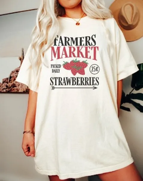 Farmers Market Graphic Tee Strawberry Shirt Support Local | Etsy