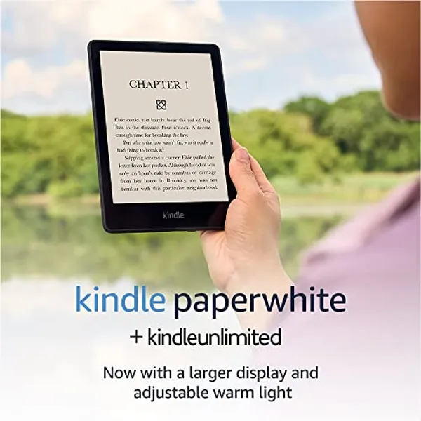 Kindle Paperwhite (8 GB) – Now with a 6.8" display and adjustable warm light + 3 Months Free Kindle Unlimited (with auto-renewal)- Black