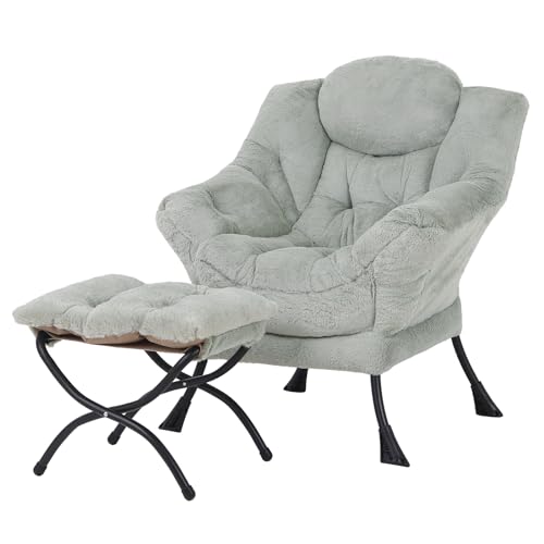 Reading Chair with Footrest - Plush Green