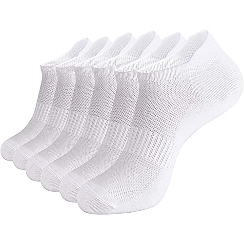 Women Ankle Socks, 6 Pairs White - Size 9-11