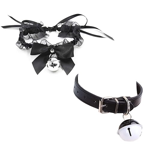 2Pcs/Set Cat Bell Choker - Black