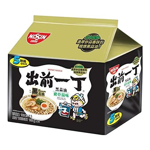 Nissin Japan DEMAE ITCHO Black Garlic Oil and Artificial Pork Flavor 100g x 5 Pack Made in Hong Kong Japanese Ramen - 