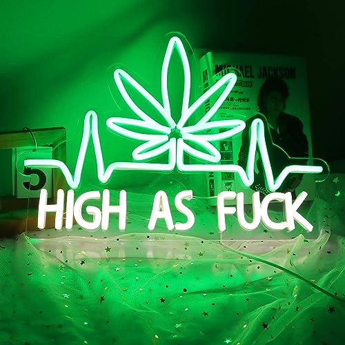 JFLLamp Leaf Weed Neon Signs LED Neon Lights Signs for Wall Decor Bedroom Suitable for Living Room Bar Game Room Hotel Birthday Party Restaurant Christmas Unique Gift for Lover 16 * 12 Inch(Green) - Leaf