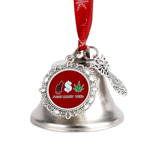 Pussy Money Weed Christmas Bells Ornament Christmas Tree Hanging Decoration for Home Party Festival Wing Bell - Wing Bell
