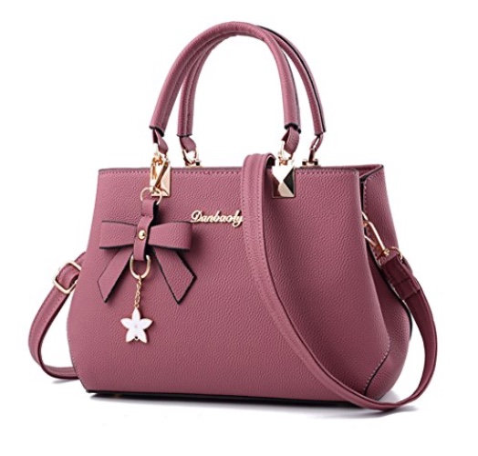 Dreubea Womens Handbag Tote Shoulder Purse Leather Crossbody Bag - Rubber Pink