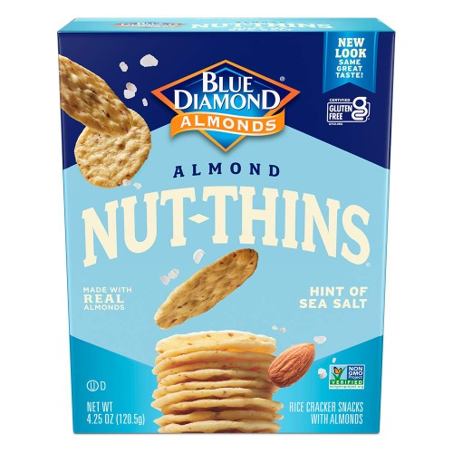 Blue Diamond Almonds Nut Thins - Hint of Sea Salt (4.25 Ounce Boxes, Pack of 6)