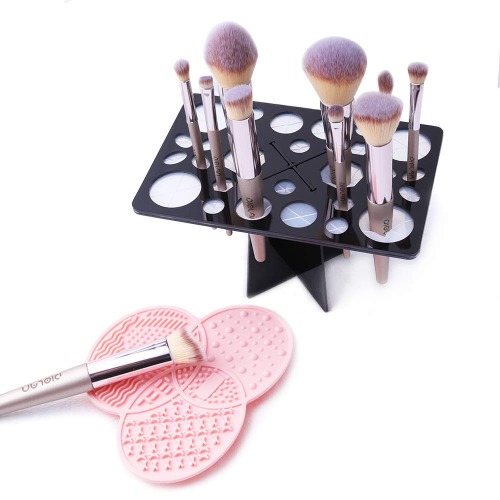 Makeup Brush Cleaning Mat & Makeup Brush Drying Rack