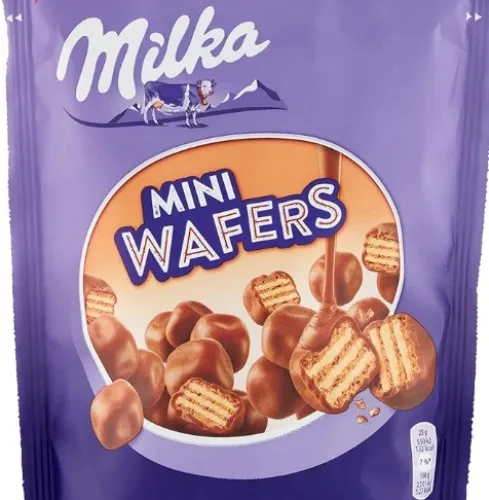 Milka Mini Wafers Barquillo Biscuits with Creamy Filling and Covered with Alpine Milk Chocolate 110g - Pack of 8