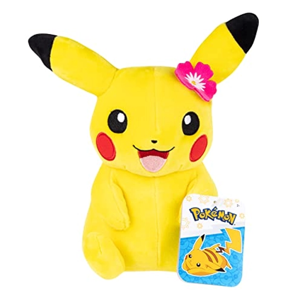 Pokémon Pikachu with Pink Flower Plush Stuffed Animal Toy, 8" - Officially Licensed - Easter Gift for Kids