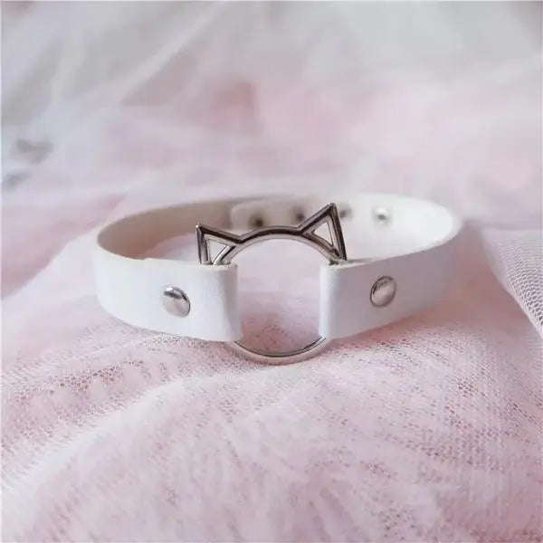 Kawaii Neko Cat Choker Necklace in Candy Colors - White