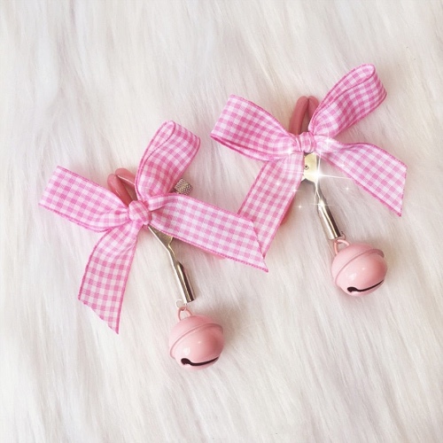 Plaid Babydoll Nipple Clamps - Pink