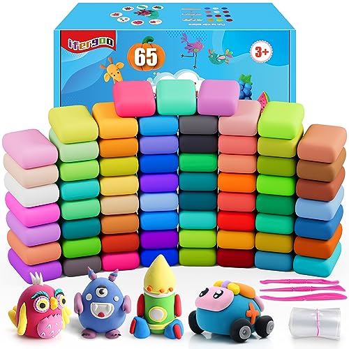 ifergoo Modeling Clay Kits - 65 Colors Air Dry Clay, DIY Molding Magic Clay, No-Toixic Kids Air Clay Set for Boys and Girls - E-65 Colors