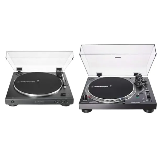 Audio-Technica AT-LP60X-BK Fully Automatic Belt-Drive Stereo Turntable, Black & AT-LP120XUSB-BK Direct-Drive Turntable (Analog & USB)