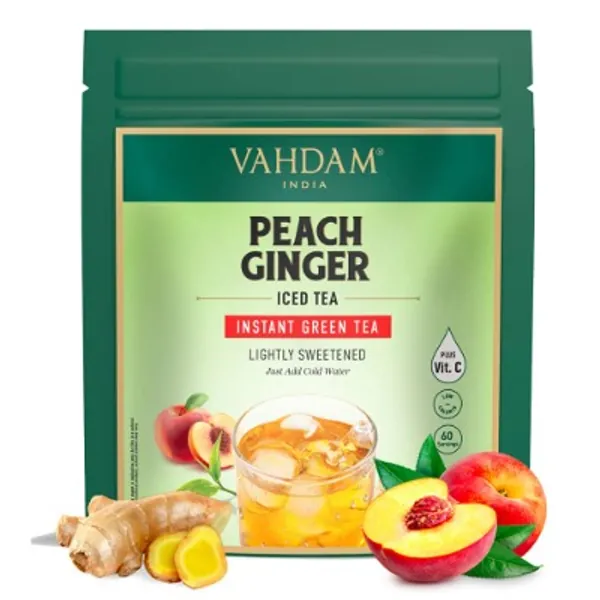VAHDAM, Instant Iced Tea - Peach Ginger, 150g/5.29oz