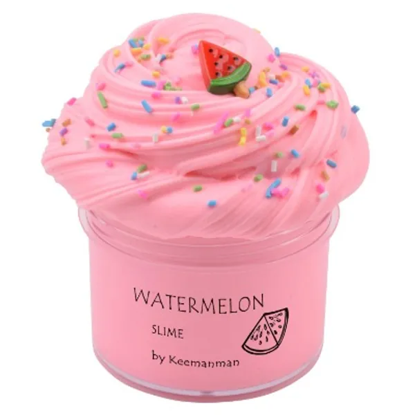 Keemanman Pink Watermelon Butter Fluffy Slime, DIY Slime Supplies Kit for Girls and Boys, Stress Relief Toy Scented Slime Toy for Kids Education, Party Favor, Gift and Birthday(7oz)