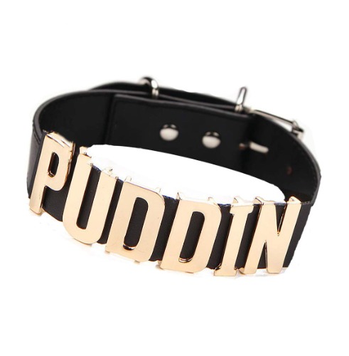 Abitoncc Black Pu Leather Choker Necklace for Haley Quinn Cosplay Custume Accessiores Puddin Choker Necklace Collar, M, Faux Leather