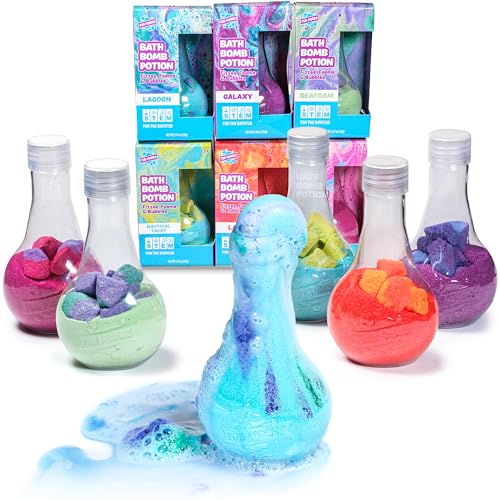 Tub Works® Kids Bath Bomb Potion™ Bath Toy, Variety 6 Pack | Nontoxic | Fizzes, Foams & Bubbles with an Eruption of Color | Interactive Bath Bombs for Kids | Fun Science Toddler & Kids Bath Toys