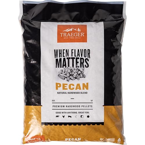 Traeger Grills Pecan 100% All-Natural Wood Pellets for Smokers and Pellet Grills, BBQ, Bake, Roast, and Grill, 18 lb. Bag - Pecan 18lb