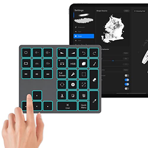 Doohoeek Backlit Buetooth Keypad for iPad Procreate, Rechargeable Keyboard for Procreate and Drawing Shortcuts for iPad and Graphic Tablets, Gray - Gray