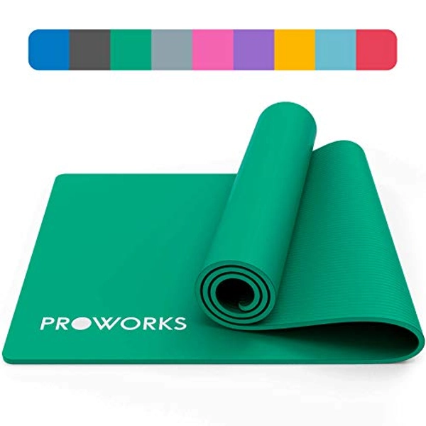 Proworks Yoga Mat, Eco Friendly NBR, Non-Slip Exercise Mat with Carry Strap for Yoga, Pilates, and Gymnastics - Neo Mint Green