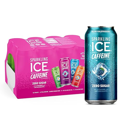 Sparkling Ice Caffeine Variety Pack, Flavored Sparkling Water, Zero Sugar, with Vitamins and Antioxidants, 16 fl oz, 12 count (Citrus Twist, Black Raspberry, Blue Raspberry, Strawberry Citrus) - +Caffeine Variety Pack