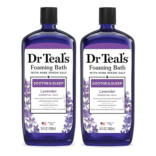 Dr Teal's Foaming Bath with Pure Epsom Salt, Soothe & Sleep with Lavender, 34 fl oz (Pack of 2) - 34 Fl Oz (Pack of 2) - Soothe & Sleep with Lavender