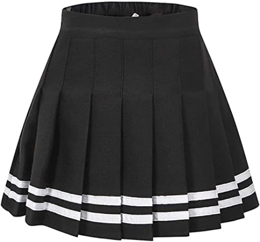SANGTREE Girls Women's Pleated Skirt, Elastic Waist Uniform Skirt Plus Size, 2 Years - US 4XL - WOMEN - X-Large - Stripe-black