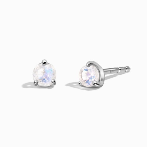Moonstone Round Studs - June Birthstone | 925 Sterling Silver