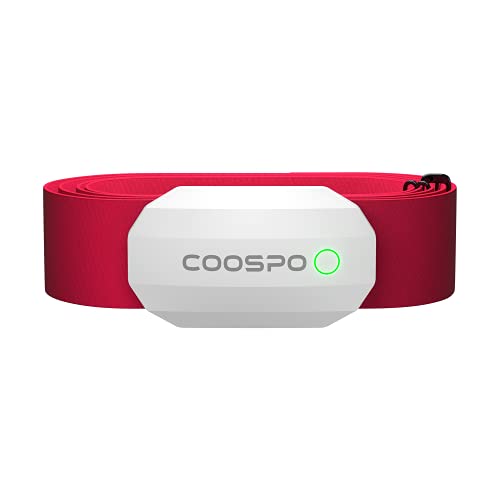 COOSPO Bluetooth Heart Rate Monitor Chest Strap H808S, ANT+ BLE HR Monitor Chest, HRM IP67 Waterproof, Use for Running Cycling Gym and Other Sports - H808S White + Red