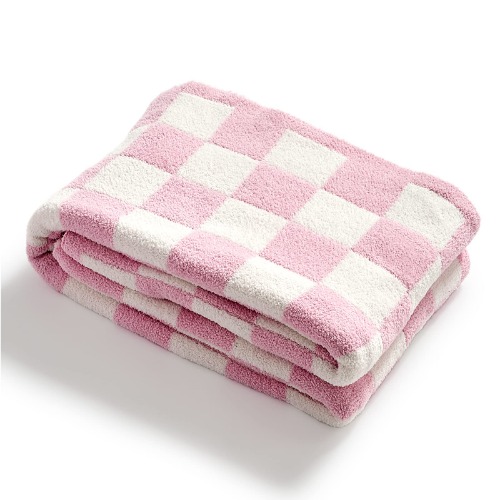 YIRUIO Throw Blankets Checkerboard Grid Chessboard Gingham Warmer Comfort Plush Reversible Microfiber Cozy Decor for Home Bed Couch(Pink, 51''x63'')