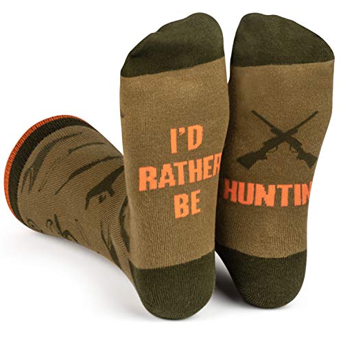 I'd Rather Be - Funny Socks For Men & Women - Gifts For Golfing, Hunting, Camping, Hiking, Skiing, Reading, Sports and more - One Size - Be Hunting