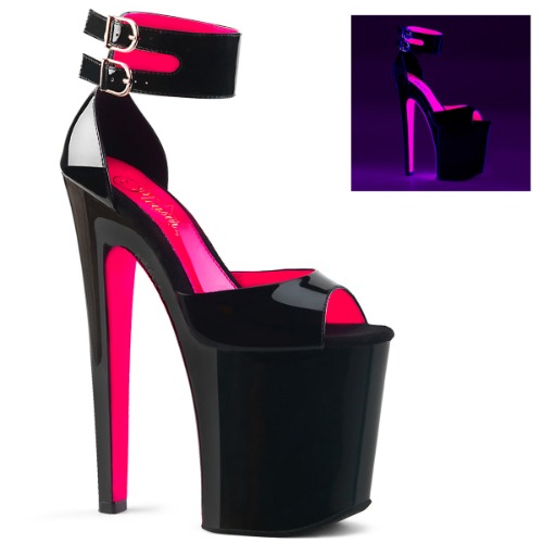 XTREME-875TT Sexy Platform High Heels - 9 / Blk Pat-Neon H. Pink/Blk / 4
