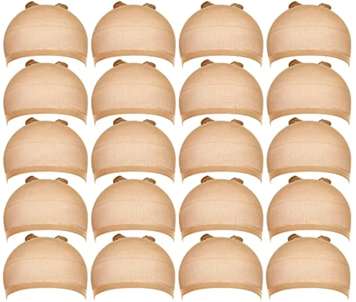 Teenitor Wig Cap, 20pcs Stocking Caps for Wigs, Tan Wig Cap for Women, Stretchy Nylon Wig Cap