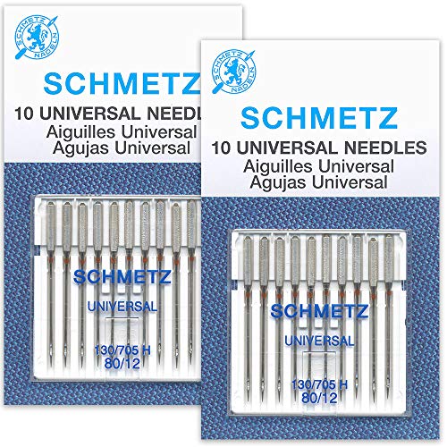Schmetz Universal Sewing Machine Needles - Size 80/12-2 Cards - 20 Needles - 2 Cards