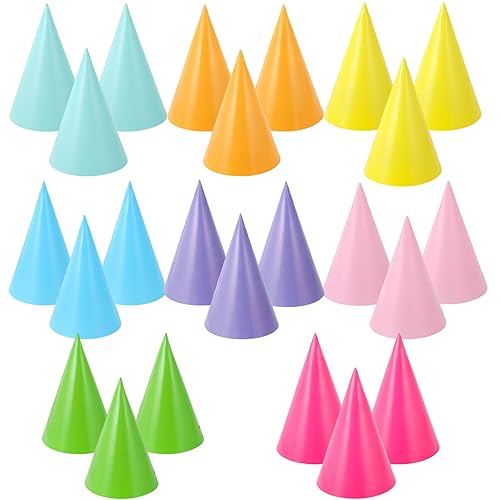 UILYNIU 24 Pieces Party Hats Lovely Cake Cone Birthday Paper Hats Party Paper Crown Paper Party Hats Set for Boys Gilrs Birthday Dress Up Party Decoration and Celebrations (24 pcs) - 24 Pcs