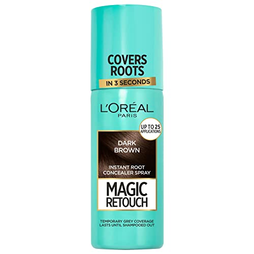 L'Oréal Magic Retouch Instant Root Concealer Spray, Ideal for Touching Up Grey Root Regrowth, 75 ml, Colour: Dark Brown - DARK BROWN - 75 ml (Pack of 1)