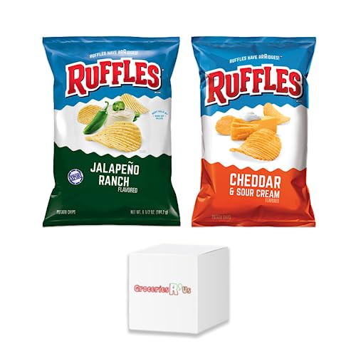 American Snacks Variety Pack - Ruffles Sour Cream & Cheddar and Jalapeno Ranch - 6.5oz (184.2g) One of Each!