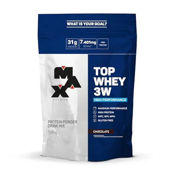 Max Titanium Whey Protein Powder Chocolate Flavor | Concentrate & Hydrolyzed Whey Isolate | 4lbs | Muscle Growth & Recovery | Keto Friendly & Low Carb | 45 Servings