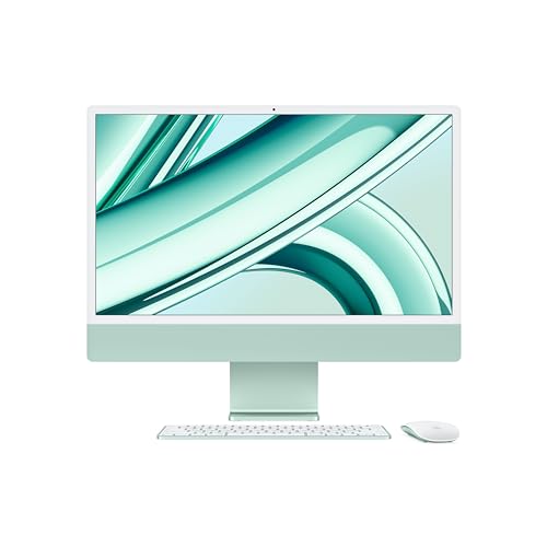 Apple 2023 iMac All-in-One Desktop-Computer mit M3 Chip: 8-Core CPU, 10-Core GPU, 24" 4.5K Retina Display, 8 GB gemeinsamer Arbeitsspeicher, 256 GB SSD Speicher, passendes Zubehör. Grün - 8-Core CPU, 10-Core GPU - 256 GB - Grün - 8GB RAM