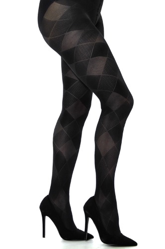 Black Soft Opaque Check Diamonds Pattern Tights Brigitte 60 den