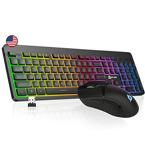 KLIM Tandem - Wireless Gaming Keyboard and Mouse Combo + Slim, Durable, Ergonomic + Light up Keyboard and Mouse Wireless + Long-Lasting Built-in Battery with Energy-Saving + Teclado Gamer + New 2024