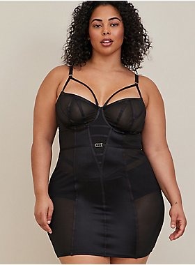 Strappy Underwire Chemise - Satin Black