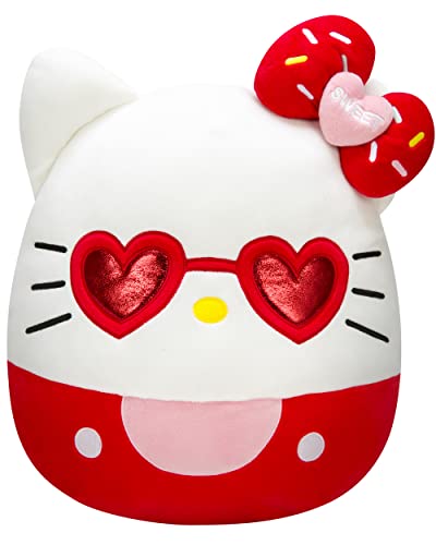 Squishmallows Hello Kitty with Red Glasses 14-Inch Plush - Sanrio Ultrasoft Stuffed Animal Large Plush Toy, Official Kellytoy Plush - Red Hello Kitty