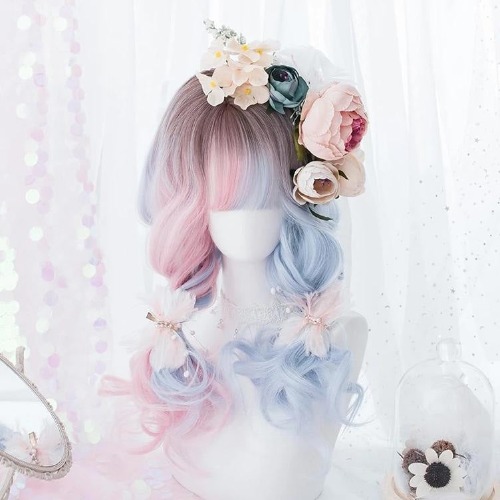 Dainty Blue Pink Ombre Wig